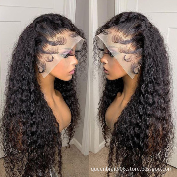 HD Transparent 13x4 Loose Deep Wave Lace Front Human Hair Wigs 30 Inch Brazilian Water Curly Lace Frontal Wigs For Black Women